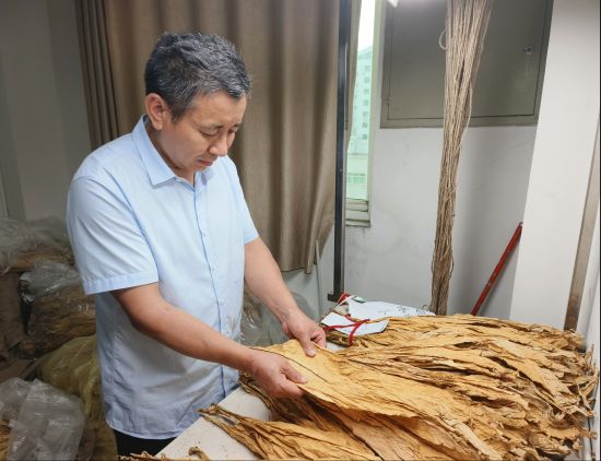 圖為謝延輝制作收購(gòu)新煙樣品 圖為謝延輝制作收購(gòu)新煙樣品